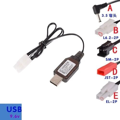 9.6v 200mA SM 2P JST 3.5MM EL-2P USB Charger Cable For RC Helicopter Quadcopter Toys Car Model Truck Spare Parts