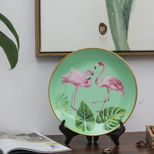 Ceramic Plate Painting Bird Home Creative Modern Bedroom Study Hanging Plate Red Crane Decorations