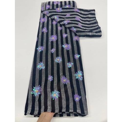 Fashionable Velvet Tulle Embroidery Sequins Flower French Lace Fabric 5BZL-81201 with Small Flowers for Party Dress