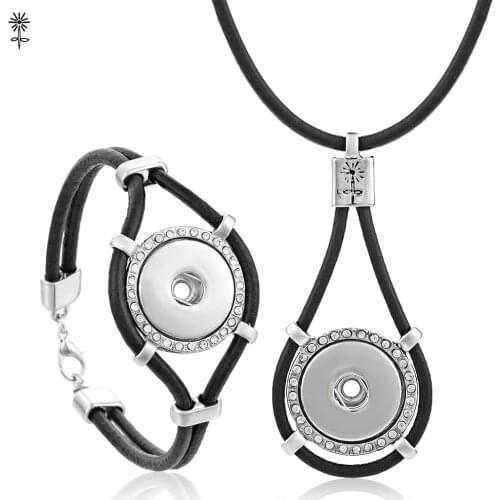 Fashion Ginger Snap Pendant Necklace and Bracelet Interchangeable 18mm Snap Button Jewelry Set NN-302
