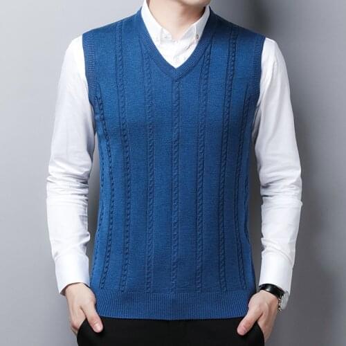 2019 Autumn Winter Mens Knitted Vest Sweater Business Casual V-Neck 5 Colors Pullover vest
