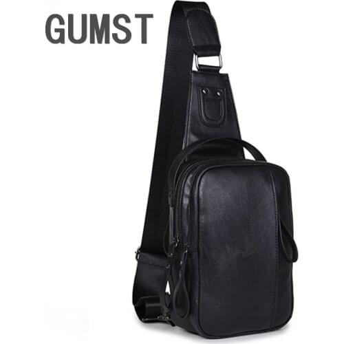 GUMST Chest Bag Pack Messenger Bag Male bag PU Leather Crossbody Bag Multifunction