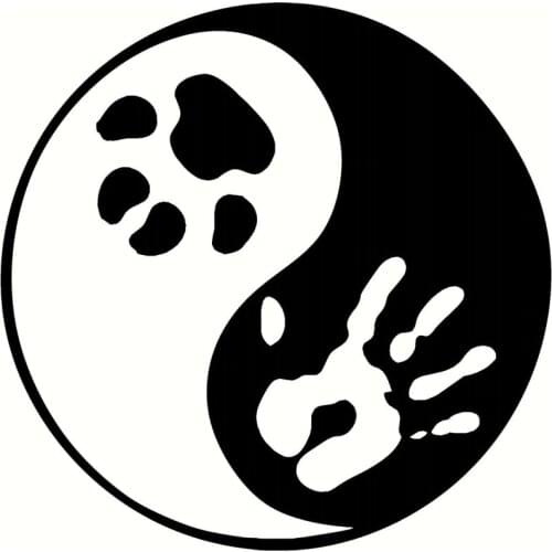 14*14CM Yin Yang Pet Cat Dog Paw Print Car Window Decal Classic Car Motorcycle Decorative Stickers C6-1041