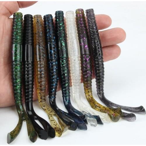 New Fishing Tackle for 2020 Soft Stick Rabbit Ear Worms Ribbed Design Wacky Rigged Stick Worm 15cm/10g