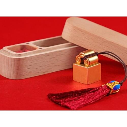 Chinese Style Cloud Design Copper Name Stamp Customize Chinese English Name Personal Seal Retro Calligraphy Stamps With Inkpad