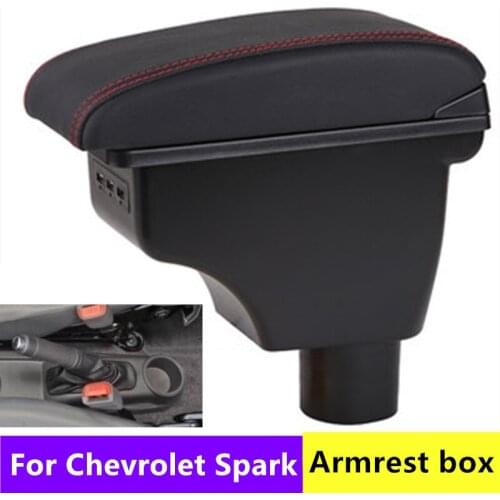 For Spark armrest box central Store content Storage box Chevrolet armrest box with cup holder ashtray USB interface