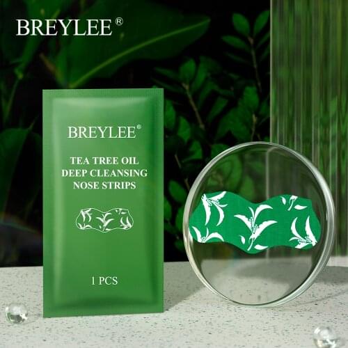 BREYLEE Blackhead Remover Nose Pore Strip Tea Tree Oil Deep Cleansing Black Head Pimple Acne Treatment Nasal Patch T Zone Care