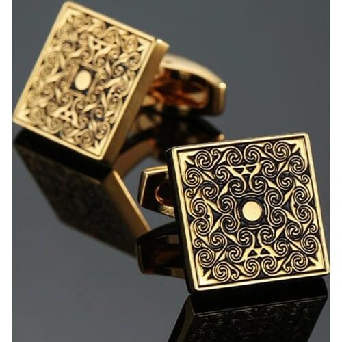Hand Carved Rose Cufflinks new fashion jewelry gold Cufflinks mens business shirt suit badge pin wholesale & retail