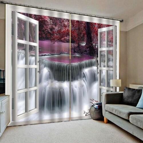 Pink window curtains Customized size Luxury Blackout 3D Window Curtains For Living Room waterfall curtains