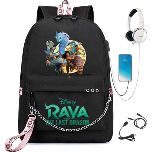 Raya and The Last Drag Backpack For Teenagers USB Disney Princess Students School Bags Travel Shoulder Laptop Daily Mochilas
