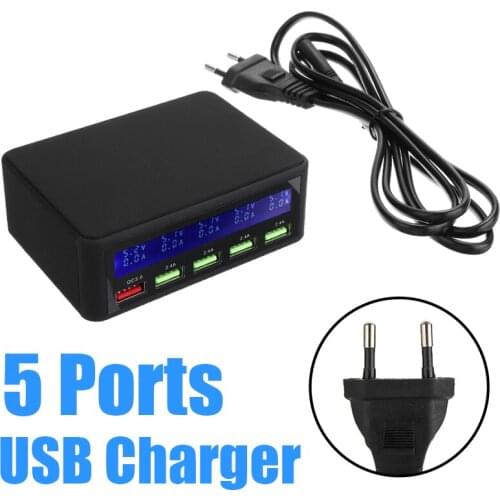 5 Ports USB 3.0 Smart Quick Charge Adapter Led Display Fast Charging Charger Mobile Phone Tablet Charger