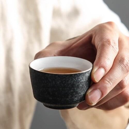 Japanese Retro Coarse Pottery Kung Fu Small Teacup Creative Office Master Cup Ceramic Household Water Mug Drinkware Tea Set