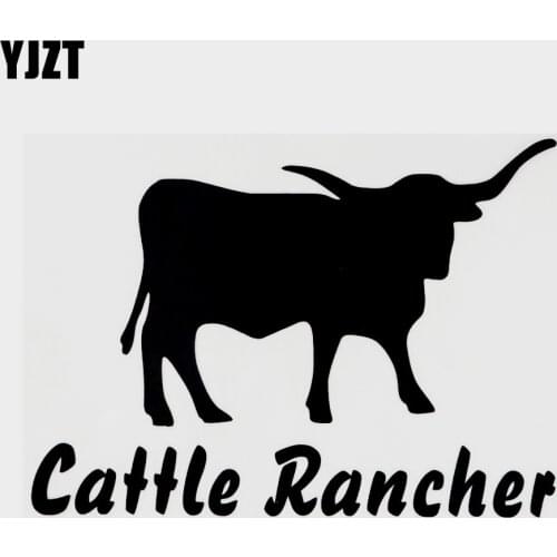 YJZT 13CM×9.4CM Cattle Rancher Fun Vinyl Car Window Sticker Decal Black/Silver 13F-0116