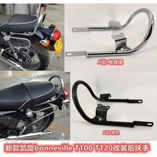 Rear Seat Passenger Handle Grab Tail Bar Motorcycle for Triumph Bonneville T100 T120 17+ Black / Silver (Type A)