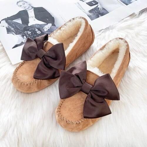 Women 100% Natural Fur Shoes Moccasins Loafers Soft Genuine Leather Leisure Flats Female Casual Footwear Size 34-44 Women 100% N
