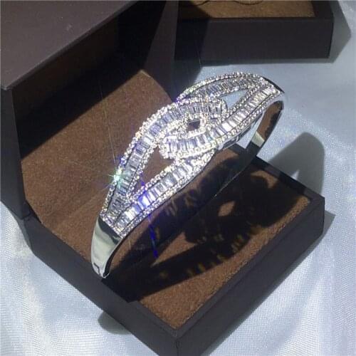 Vecalon Career Cross style Bracelet 5A Zircon Cz White Gold Filled wedding bangle for women Bridal accessaries Jewelry