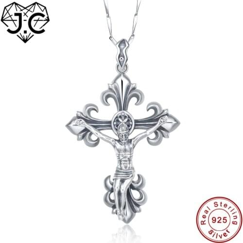 J.C Ladys Cross Design Necklace Solid 925 Sterling Silver Pendant Fine Jewelry For Women Men Exquisite Necklacce Wholesale