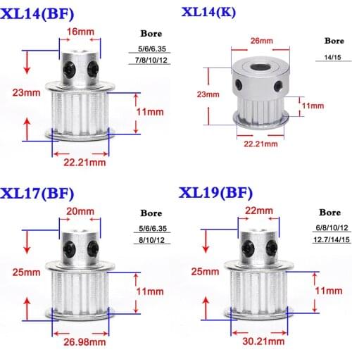 1PCS XL 14 Tooth To 20 Tooth Convex Synchronous Wheel Timing Pulley Belt Width 11mm Bore 5-20mm