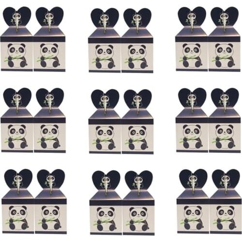 12pcs Cartoon Panda Theme Candy Boxes Kids White Gift Paper Bag Birthday panda Party Decor Baby Shower Decoration Home Supplies
