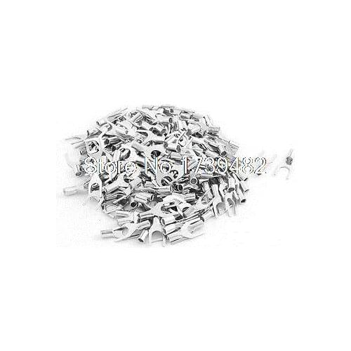 170 Pcs SNB1.25-4S Fork Type Non-Insulated Cable Terminals for AWG 22-16