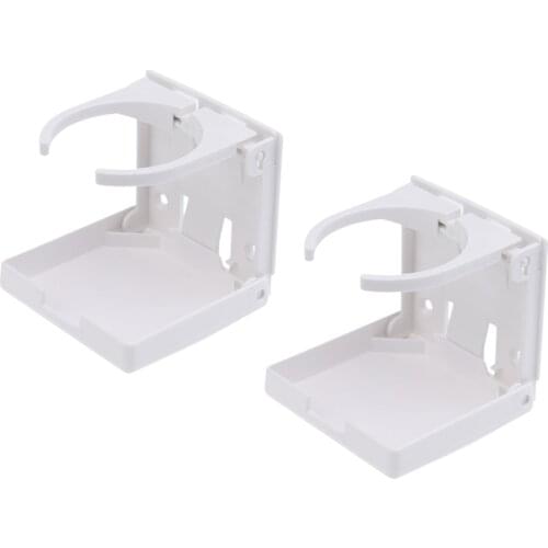 2 Pieces Adjustable Folding White Nylon Beverage Drink Can Cup Holders - Boat/Marine/Caravan/Car/RV Nylon Construction Durable