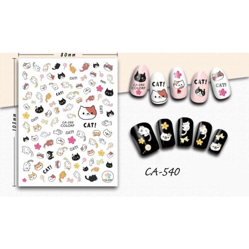 3D Nail Sticker Cute Cat Candy Nail Art Decorations Manicure Stickers Decals Slider Nails Foil Decoraciones Accessories