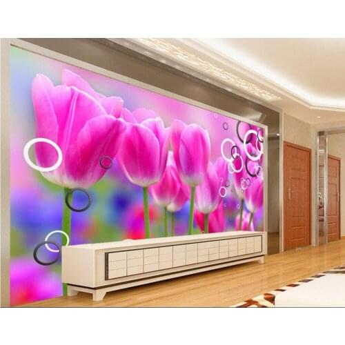 3d wall murals wallpaper for living room walls 3 d photo wallpaper Circle tulip flower home decor Custom mural picture painting