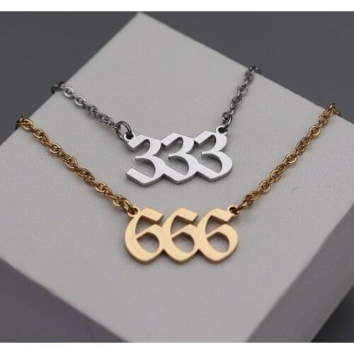 444 666 Angel Number Pendant Necklace For Women Gold Plated Stainless Steel Jewelry 222 Lucky Number Necklace Mothers Day Gift