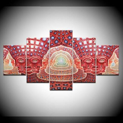 5 Pcs Psychedelic Face Abstract Poster Modern Art Wall Pictures Prints HD Canvas Home Living Room Decoration No Framed