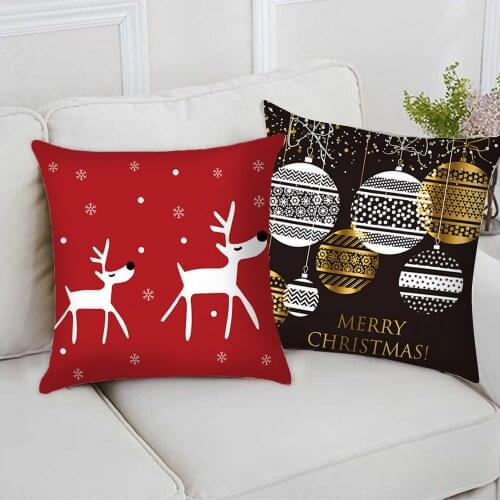 Behogar Christmas Square Throw Pillow Cover Case Cushion Pillowcase for Christmas Xmas Party Home Sofa Decorations 45 x 45cm