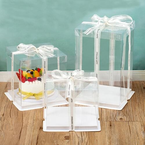 Large Transparent Cake Gift Box Pvc Clear Packaging Box Birthday Wedding Cake Dessert Toy Present Rose Teddy Bear Box For Cakes