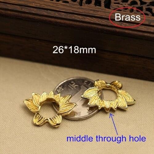 10 pcs Raw Brass Casting Lotus Beads,26*18mm Brass Bead For Jewelry Making,Spacer Bead For Necklace,Bracelet,Middle Through Hole