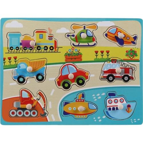 Baby Learning Toys for Children Montessori Wooden Puzzle Cartoon Vehicle Digital Animal Puzzles Learning Educational Toy