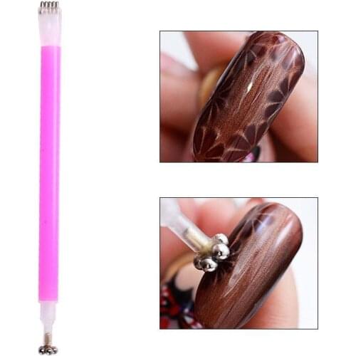 Dual-ended Cat Eye Magnet Stick Magical Stick Flower Stripe Grid for Magnetic UV Gel Manicure DIY Nail Art Tool 1 Pcs
