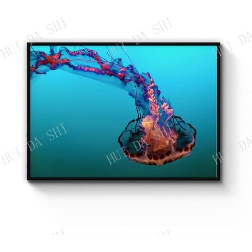 Electric Jellyfish Blue Photograph Neon Wall Art Print Poster or Canvas Artwork