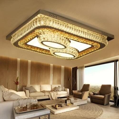 Crystal lamp living room lamp simple modern atmosphere home rectangular luxury lamps bedroom led ceiling lamp led fixture light