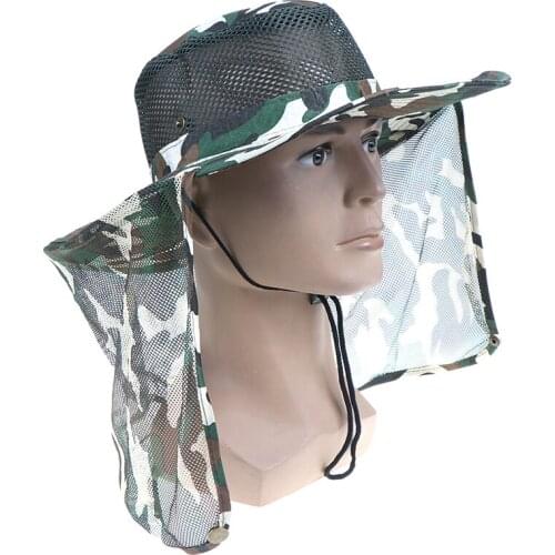 Camouflage Fishing Hiking Wide Brim Breathable Mesh Unisex Neck Cover Cap Outdoor Sport Fishing Hiking Hat UV Protection