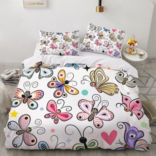 Kids Bedding Set for baby cartoon Bed linen set for home duvet cover pillowcase family sets Euro 7pcs butterfly