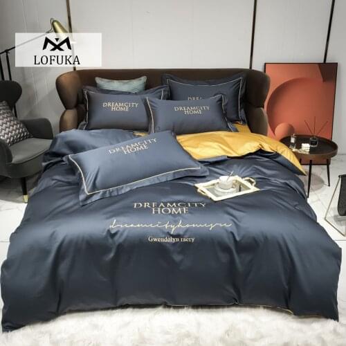 Lofuka 100% Pure Cotton Bedding Set Premium Long-staple Cotton Double Queen King Quilt Cover Set Bed Sheet Pillowcase For Bed
