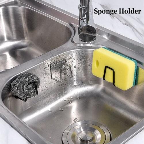 Sponge Holder Hooks for Bathroom Supplies Kitchen Accessories Sink Organizer Stainless Steel Utensils Rack Stand and Storage