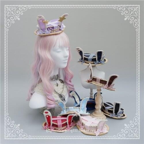 Lolita Handmade Bow Cute Rabbit Ears Heart-shaped Gift Box Flat Top Cosplay Party Victorian Bonnet Gorgeous Mori Girl 8 color