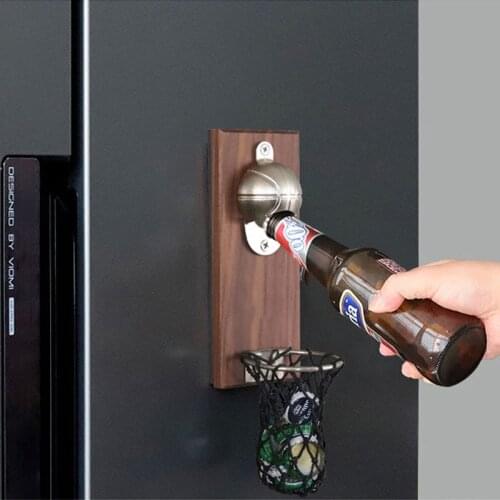 Magnet Basketball Shot Bottle Opener With Pocket Wall Mounted Home Decor Can Wine Beer Opener Kitchen Gadget Bar Party Supplies