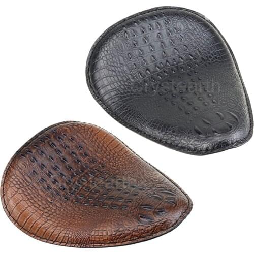 Motorcycle Retro Black/Brown Crocodile Leather Style Solo Seat Universal For Harley Dyna Sportster Chopper Bobber Custom
