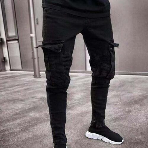 2021 New Autumn Men Jeans Biker Pants Ripped Denim Skinny Male Trousers Male Trousers Streetwear