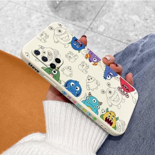Apollos Little Monster Square Liquid Silicone Case For Oneplus 8t 9 9pro 9r pro Soft Phone Cover Case