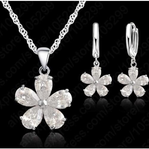 925 Sterling Silver Jewelry Sets For Women Accessories CZ Crystal Wedding African Bridal Simulated Gemstone Jewelry Set