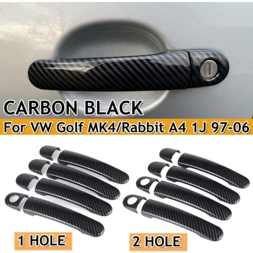8PCS Door Handle Cover Trim For VW Golf 4 MK4/Rabbit A4 1J 1997-2006 Chrome Carbon Fiber Car Door Handle Covers Car Accessories