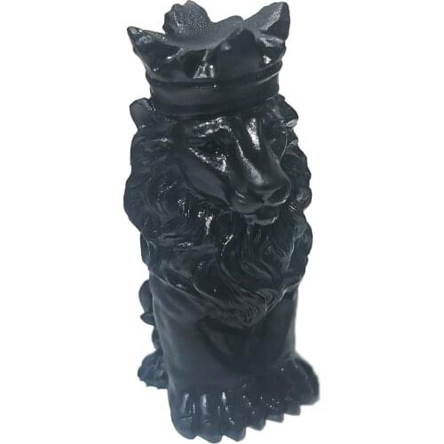 Natural Obsidian Lion Figurine Hand Carved Quartz Animal Doll Statue Crafts Healing Crystal Stone Home Decoration Gift