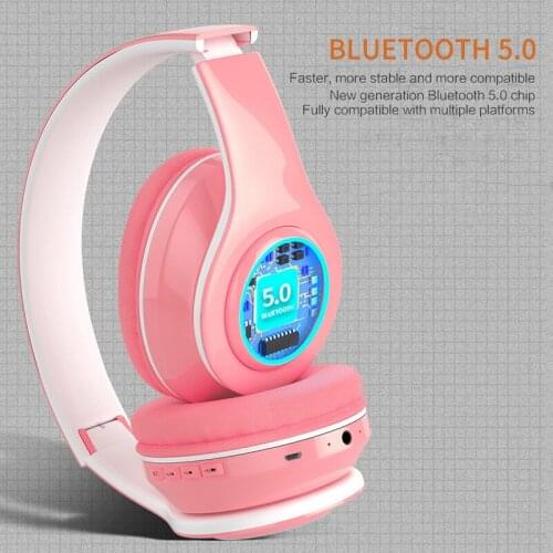 Macaron InPods Headphone Portable Wireless Bluetooth 5.0 Foldable Headset With Colorful LED Light HIFI Stereo Earphone With MIC