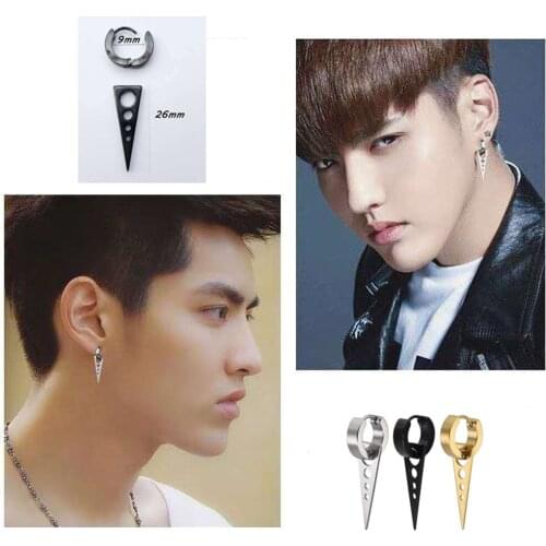 Stainless Steel Triangle Dangle Earring Hoop Earrings Women Men Removable Punk Brincos Fashion Piercing Unisex Brinc Jewelry